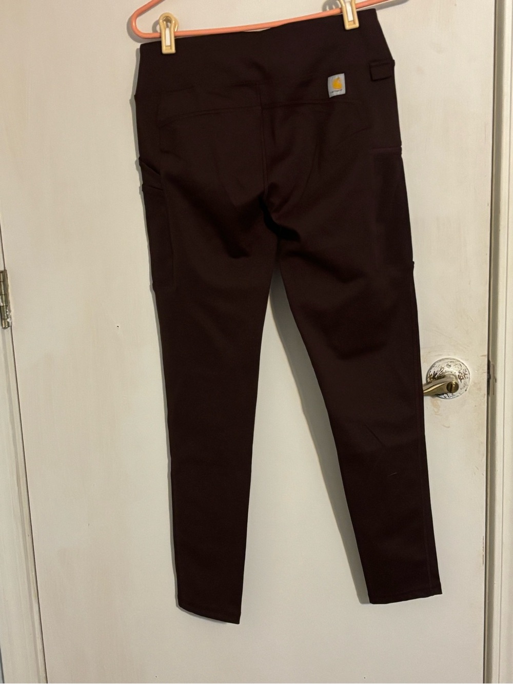 Carhartt Dark Brown Stretch Work Leggings with Logo Patch